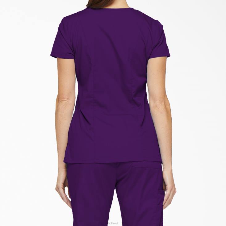 vrouwen Dickies eds kenmerkende scrubtop met v-hals en pennenvak paarse aubergine (ei) kleding 6F0X2412