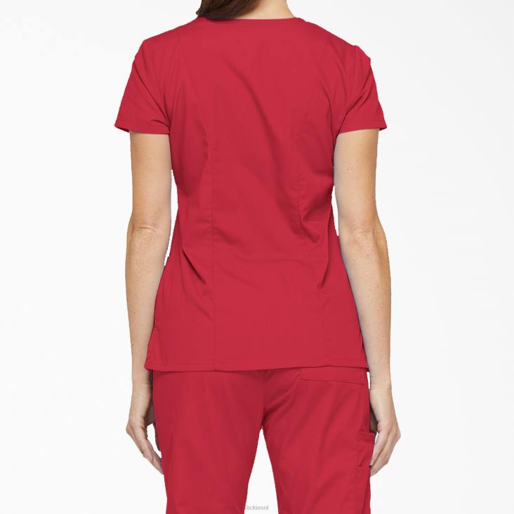 vrouwen Dickies eds kenmerkende scrubtop met v-hals en pennenvak rood (rd) kleding 6F0X2421