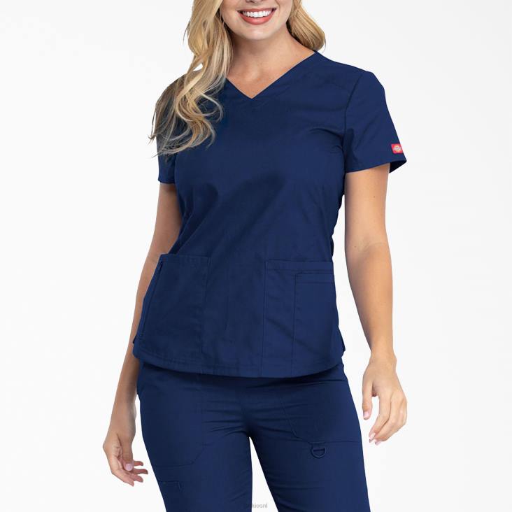 vrouwen Dickies eds kenmerkende scrubtop met v-hals marineblauw (nvy) kleding 6F0X2594