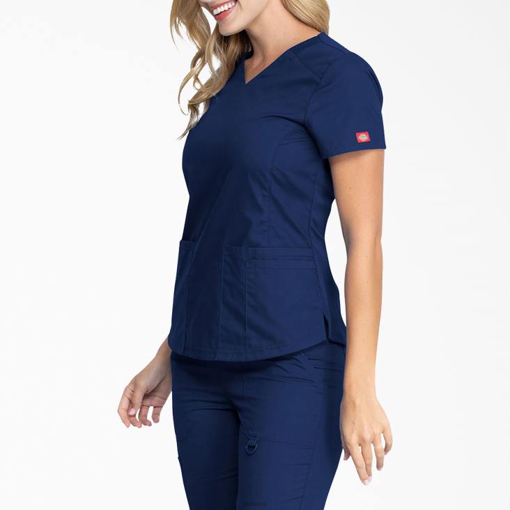 vrouwen Dickies eds kenmerkende scrubtop met v-hals marineblauw (nvy) kleding 6F0X2594