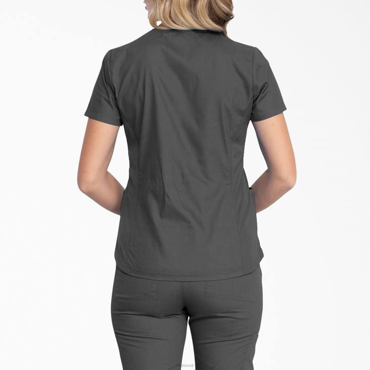 vrouwen Dickies eds kenmerkende scrubtop met v-hals tin grijs (bank) kleding 6F0X2595