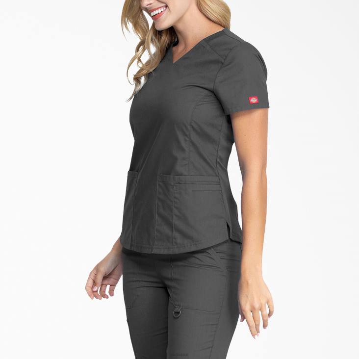 vrouwen Dickies eds kenmerkende scrubtop met v-hals tin grijs (bank) kleding 6F0X2595