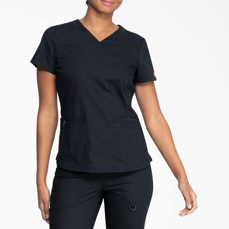 vrouwen Dickies eds kenmerkende scrubtop met v-hals zwart (zwart) kleding 6F0X2592
