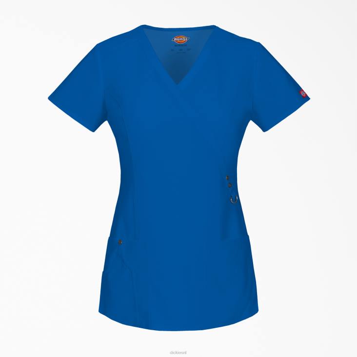 vrouwen Dickies xtreme stretch mock wrap scrub top koningsblauw (rb) kleding 6F0X2644