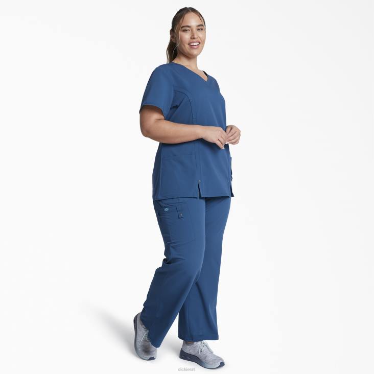 vrouwen Dickies xtreme stretch top met v-hals caribisch blauw (crb) kleding 6F0X2463