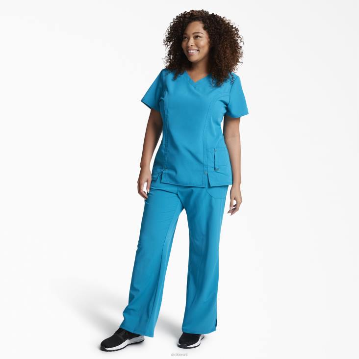 vrouwen Dickies xtreme stretch top met v-hals groenblauw (dtl) kleding 6F0X2464