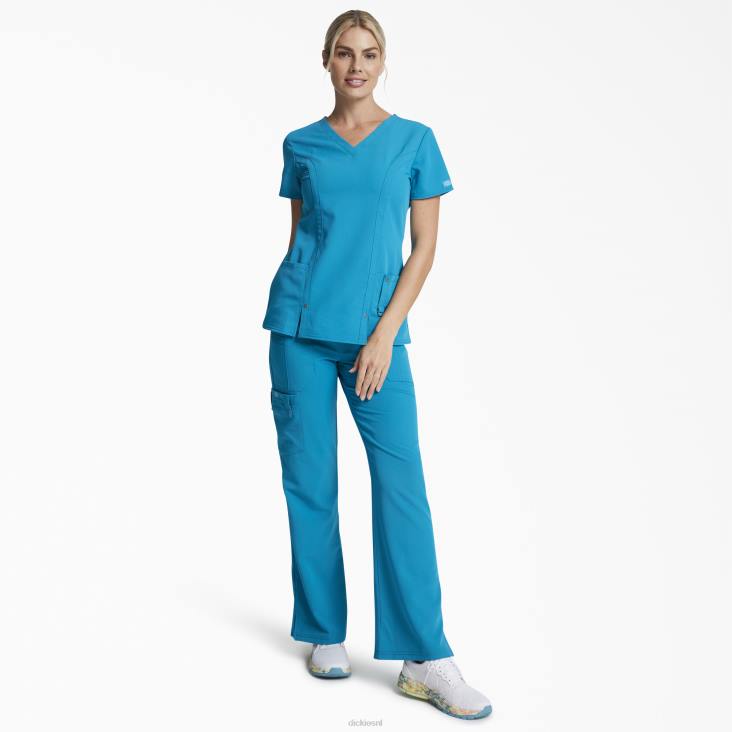 vrouwen Dickies xtreme stretch top met v-hals groenblauw (dtl) kleding 6F0X2464
