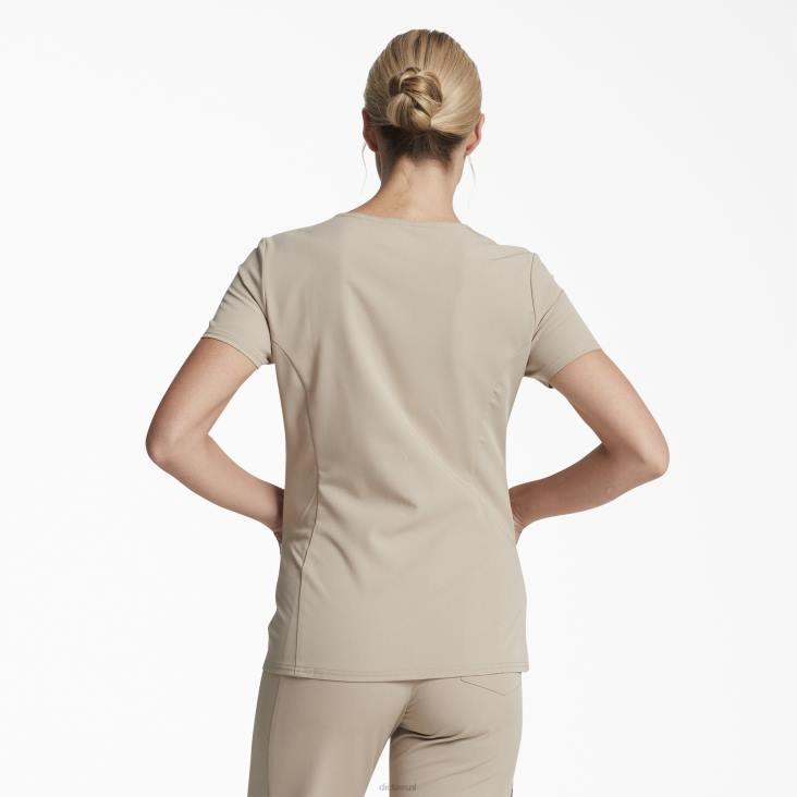 vrouwen Dickies xtreme stretch top met v-hals kaki (kha) kleding 6F0X2469