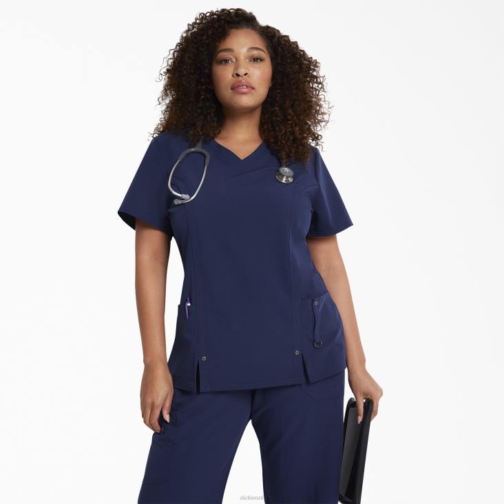 vrouwen Dickies xtreme stretch top met v-hals marineblauw (nvy) kleding 6F0X2470