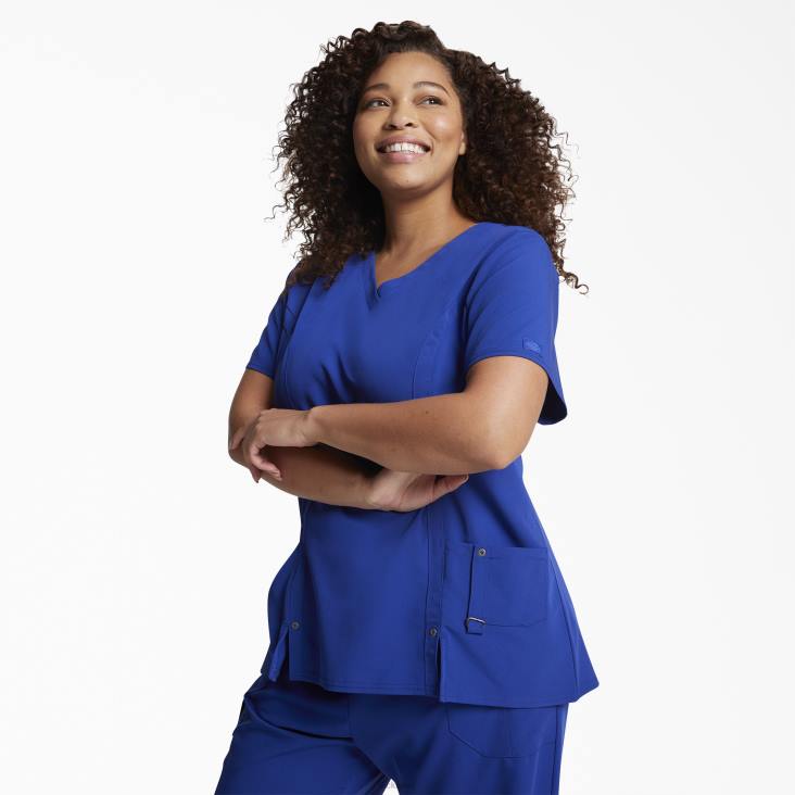 vrouwen Dickies xtreme stretch top met v-hals melkwegblauw (gbl) kleding 6F0X2467