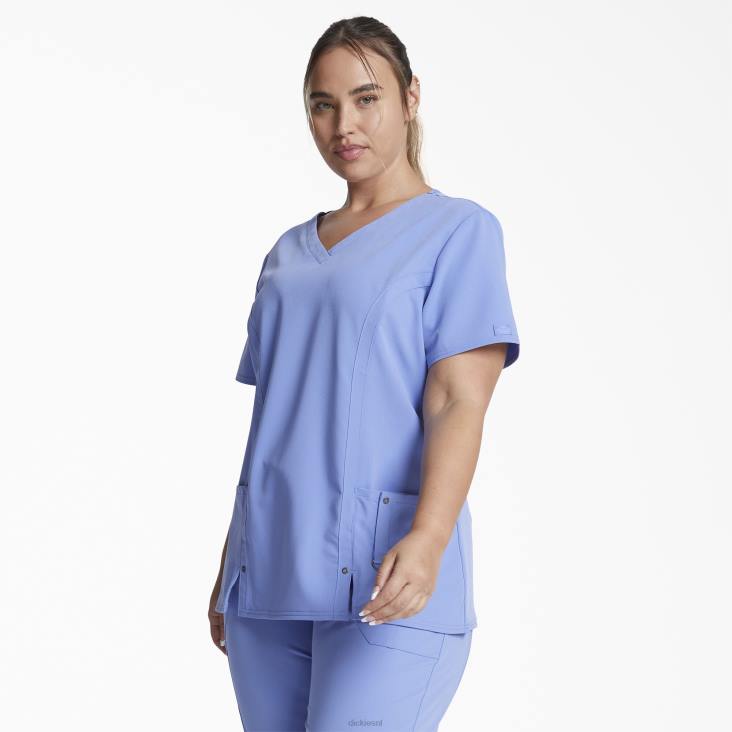 vrouwen Dickies xtreme stretch top met v-hals plafond blauw (cbl) kleding 6F0X2462
