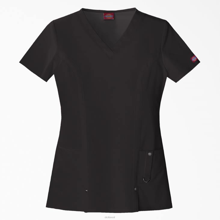 vrouwen Dickies xtreme stretch top met v-hals zwart (zwart) kleding 6F0X2461