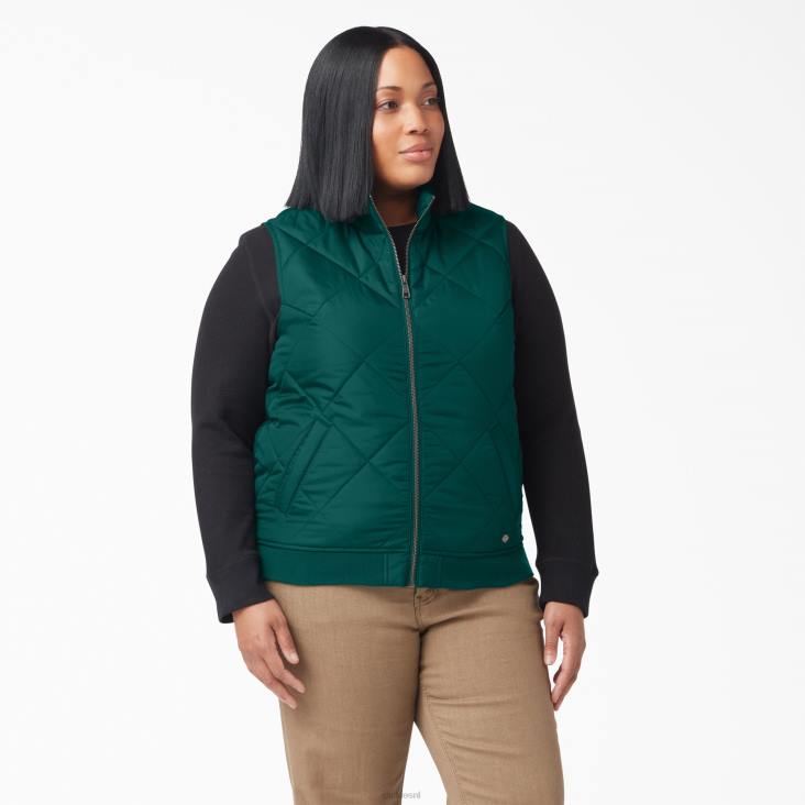 vrouwen Dickies plus gewatteerd vest bosgroen (ft) kleding 6F0X2326