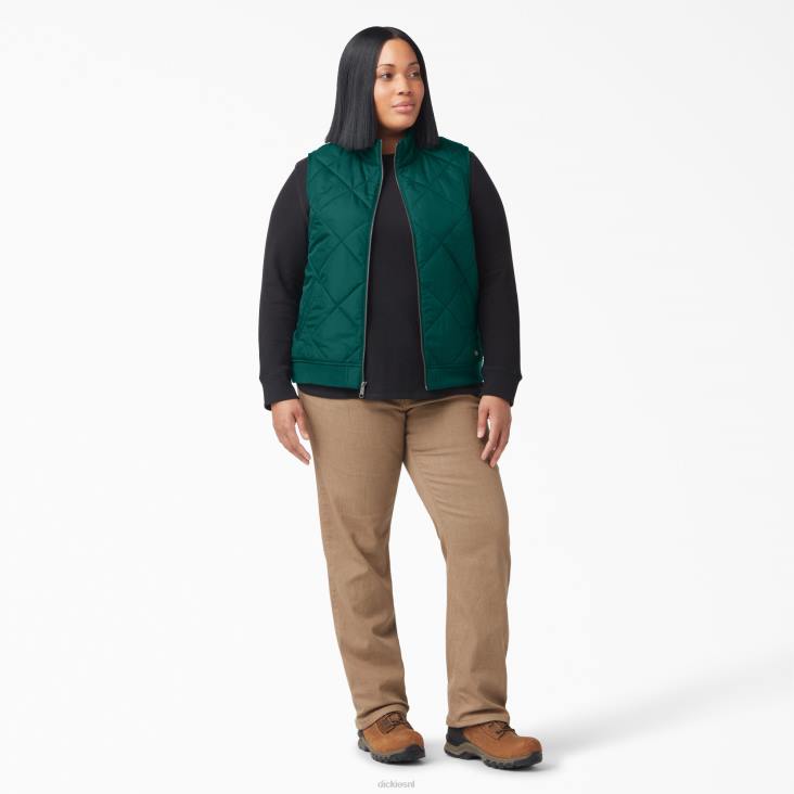 vrouwen Dickies plus gewatteerd vest bosgroen (ft) kleding 6F0X2326