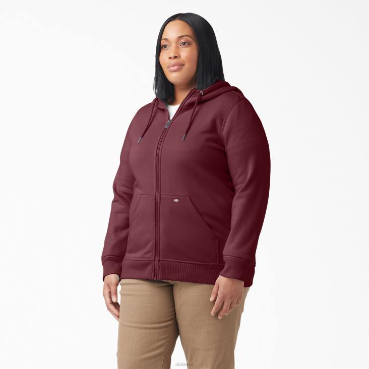 vrouwen Dickies plus zware hoodie met volledige rits bordeaux heide (byh) kleding 6F0X2275