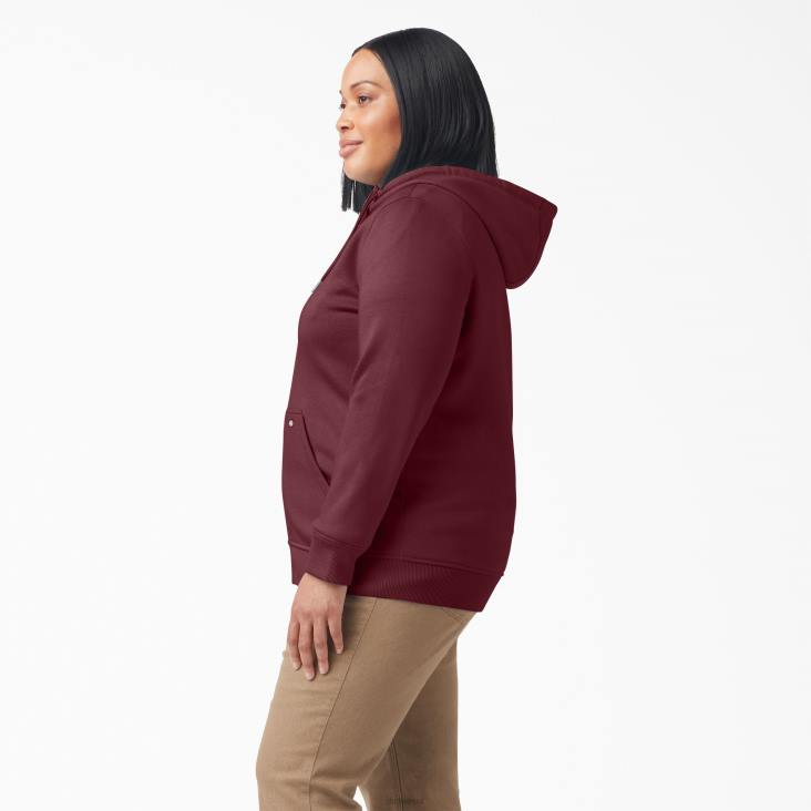 vrouwen Dickies plus zware hoodie met volledige rits bordeaux heide (byh) kleding 6F0X2275