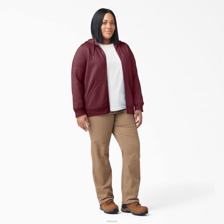 vrouwen Dickies plus zware hoodie met volledige rits bordeaux heide (byh) kleding 6F0X2275