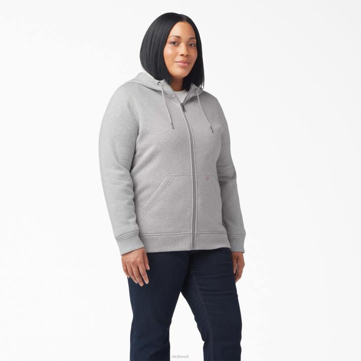 vrouwen Dickies plus zware hoodie met volledige rits grijs gespikkeld (hg) kleding 6F0X2277