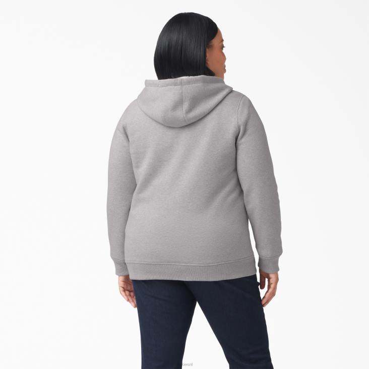 vrouwen Dickies plus zware hoodie met volledige rits grijs gespikkeld (hg) kleding 6F0X2277