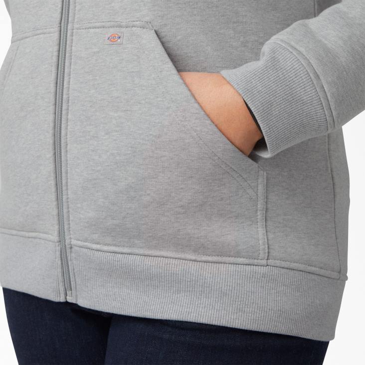 vrouwen Dickies plus zware hoodie met volledige rits grijs gespikkeld (hg) kleding 6F0X2277
