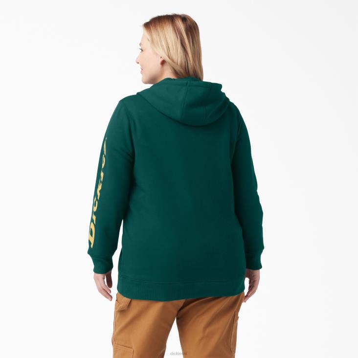 vrouwen Dickies plus zware pullover met logo op de mouw bosgroen (ft) kleding 6F0X2344