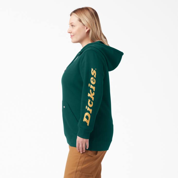 vrouwen Dickies plus zware pullover met logo op de mouw bosgroen (ft) kleding 6F0X2344