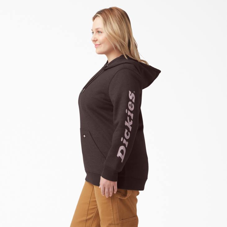 vrouwen Dickies plus zware pullover met logo op de mouw chocoladebruin heide (cbh) kleding 6F0X2342
