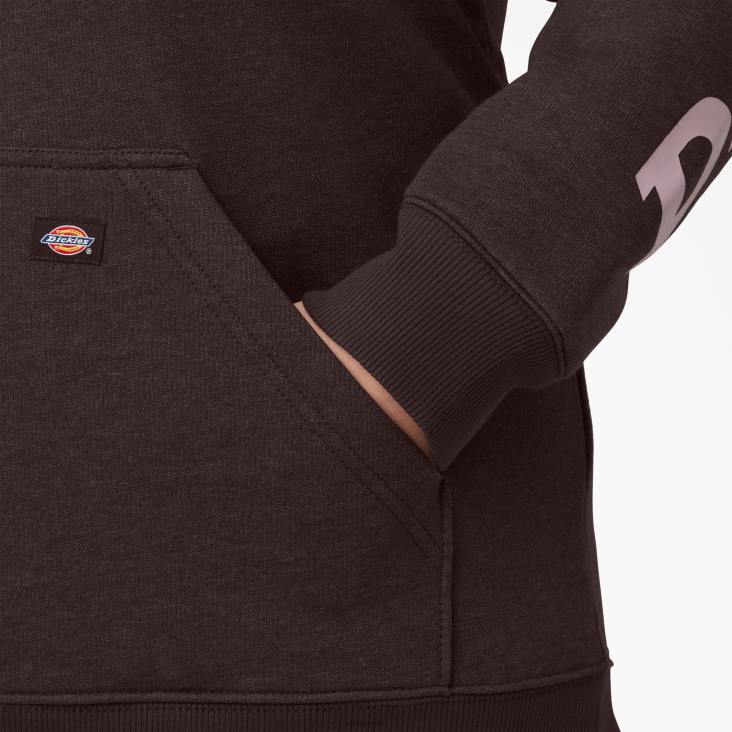 vrouwen Dickies plus zware pullover met logo op de mouw chocoladebruin heide (cbh) kleding 6F0X2342