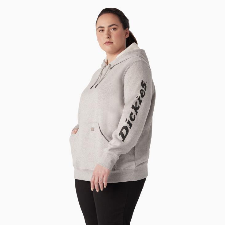 vrouwen Dickies plus zware pullover met logo op de mouw grijs gespikkeld (hg) kleding 6F0X2345