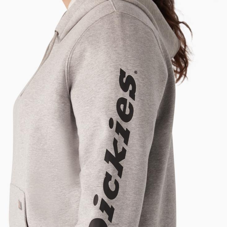 vrouwen Dickies plus zware pullover met logo op de mouw grijs gespikkeld (hg) kleding 6F0X2345