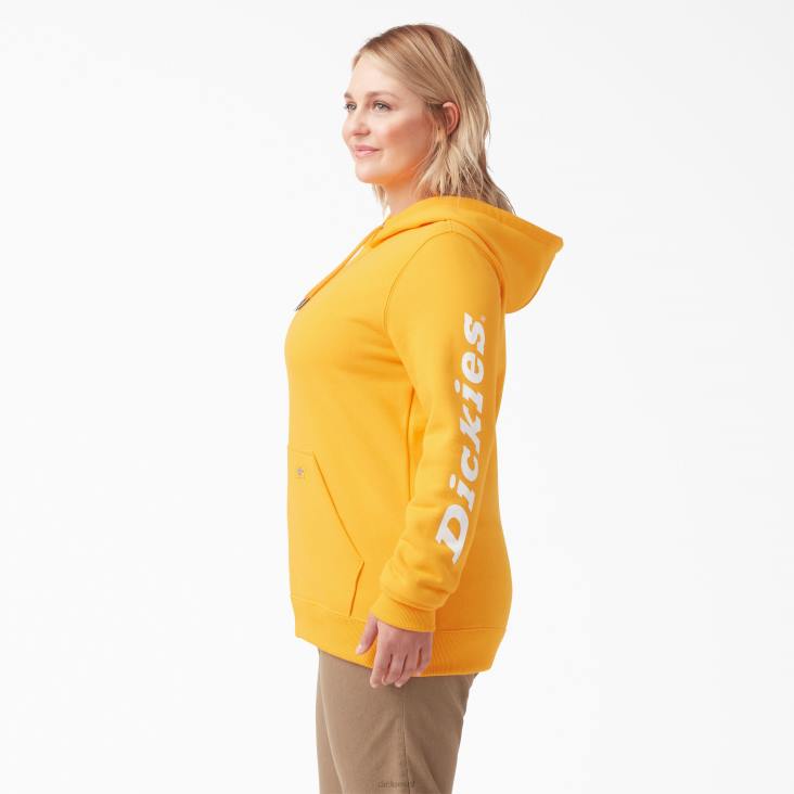 vrouwen Dickies plus zware pullover met logo op de mouw stralend geel (r2y) kleding 6F0X2351