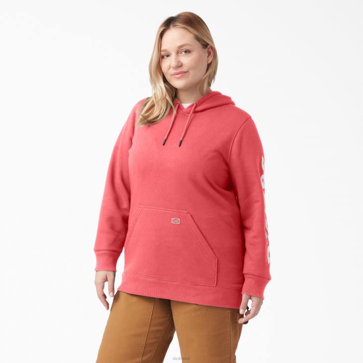 vrouwen Dickies plus zware pullover met logo op de mouw thee roos (t1r) kleding 6F0X2352