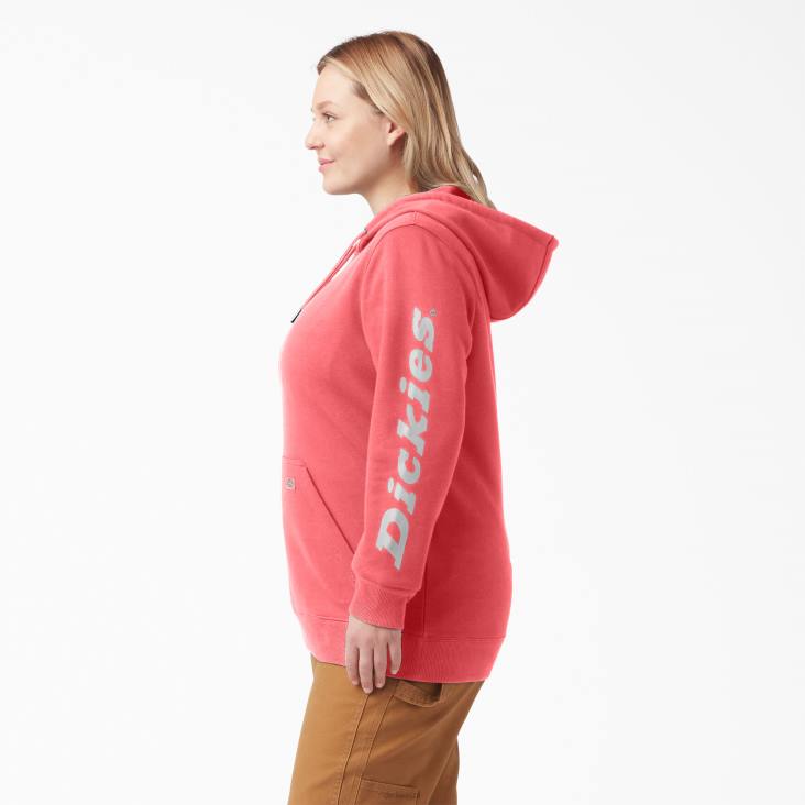 vrouwen Dickies plus zware pullover met logo op de mouw thee roos (t1r) kleding 6F0X2352