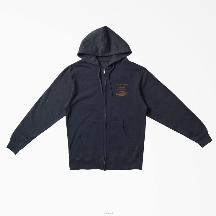 Heren Dickies Amerikaanse originele grafische hoodie met rits marineblauw (nv) kleding 6F0X1175