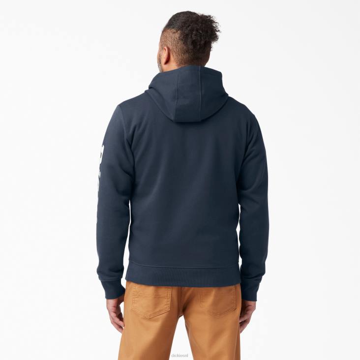 Heren Dickies Fleece hoodie met logo op de mouw donker marineblauw (dn) kleding 6F0X1148