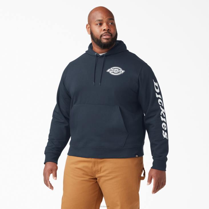 Heren Dickies Fleece hoodie met logo op de mouw donker marineblauw (dn) kleding 6F0X1148