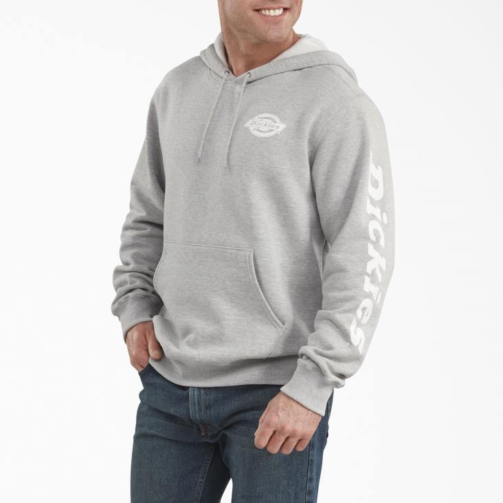 Heren Dickies Fleece hoodie met logo op de mouw grijs gespikkeld (hg) kleding 6F0X1149