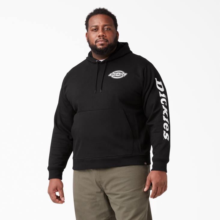 Heren Dickies Fleece hoodie met logo op de mouw zwart (bk) kleding 6F0X1147