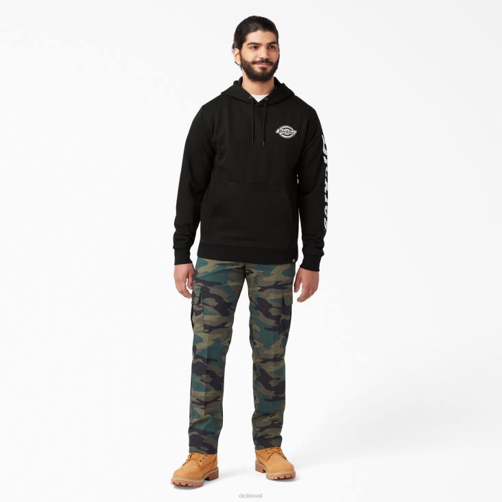 Heren Dickies Fleece hoodie met logo op de mouw zwart (bk) kleding 6F0X1147