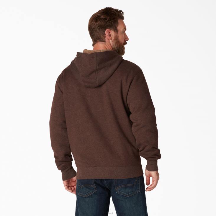 Heren Dickies Hoogpolige fleece gevoerde hoodie met volledige ritssluiting chocolade heide (cth) kleding 6F0X1010