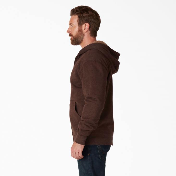 Heren Dickies Hoogpolige fleece gevoerde hoodie met volledige ritssluiting chocolade heide (cth) kleding 6F0X1010
