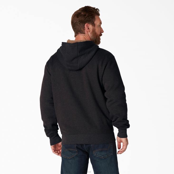 Heren Dickies Hoogpolige fleece gevoerde hoodie met volledige ritssluiting zwart (kbk) kleding 6F0X1013