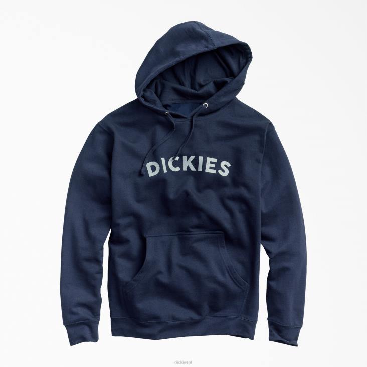 Heren Dickies hoodie met bloklogo van fleece donker marineblauw (dn) kleding 6F0X1139