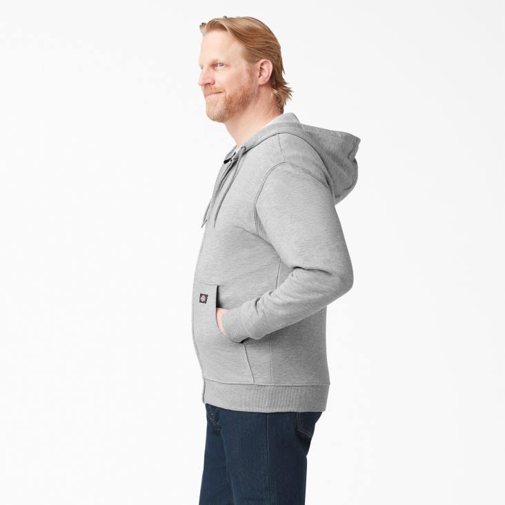 Heren Dickies middelzware fleece hoodie met rits grijs gespikkeld (hg) kleding 6F0X980