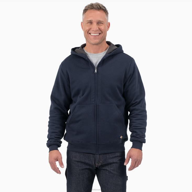 Heren Dickies thermisch gevoerde fleece hoodie met ritssluiting donker marineblauw (dn) kleding 6F0X994