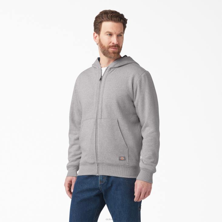 Heren Dickies thermisch gevoerde fleece hoodie met ritssluiting grijs gespikkeld (hg) kleding 6F0X995