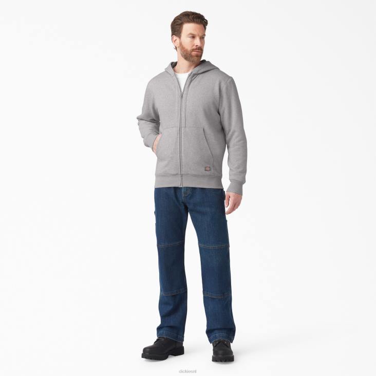 Heren Dickies thermisch gevoerde fleece hoodie met ritssluiting grijs gespikkeld (hg) kleding 6F0X995