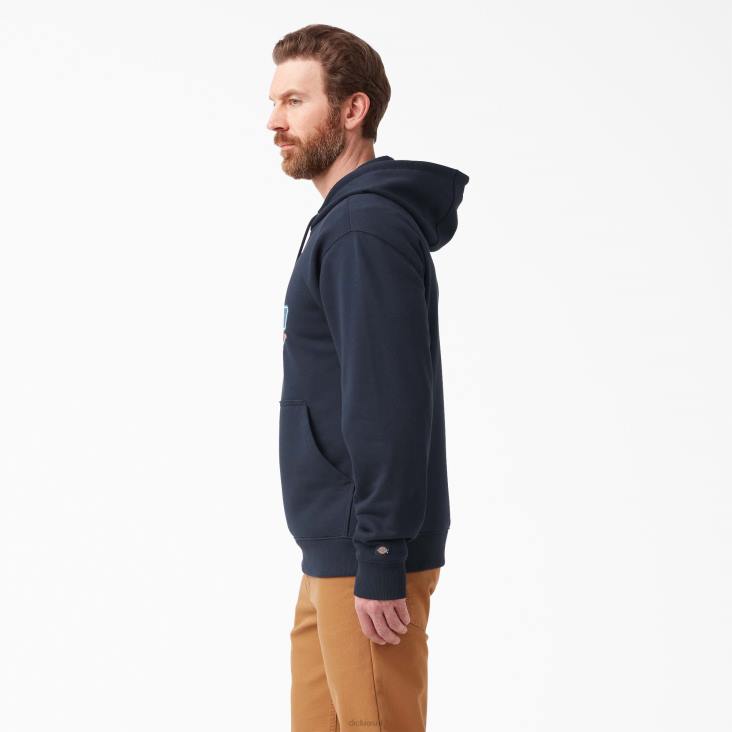 Heren Dickies waterafstotende driekleurige hoodie met logo donker marineblauw (dn) kleding 6F0X1105