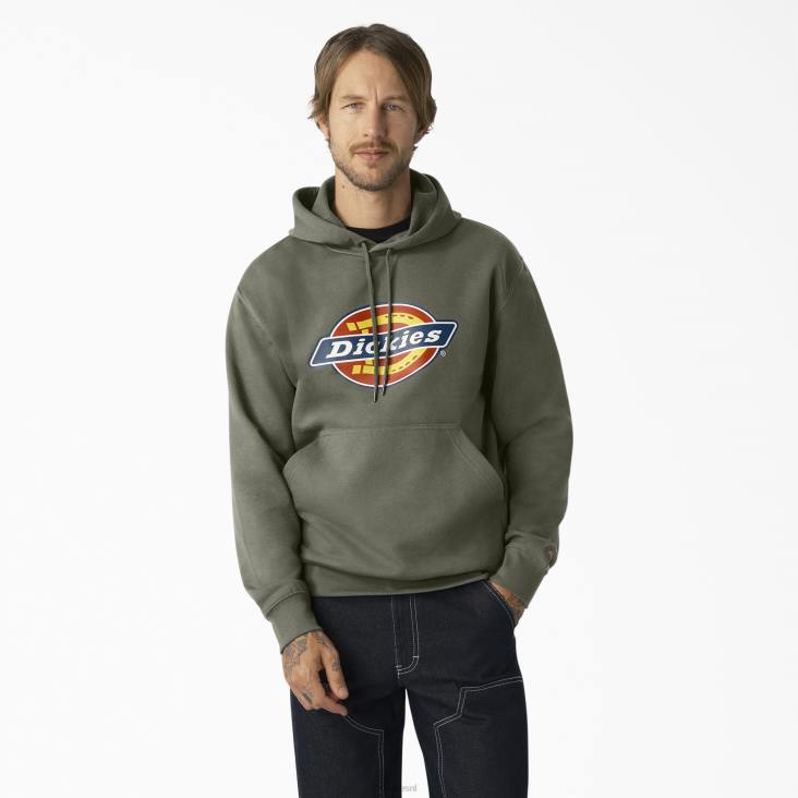 Heren Dickies waterafstotende driekleurige hoodie met logo mosgroen (ms) kleding 6F0X1109