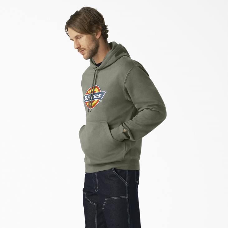 Heren Dickies waterafstotende driekleurige hoodie met logo mosgroen (ms) kleding 6F0X1109